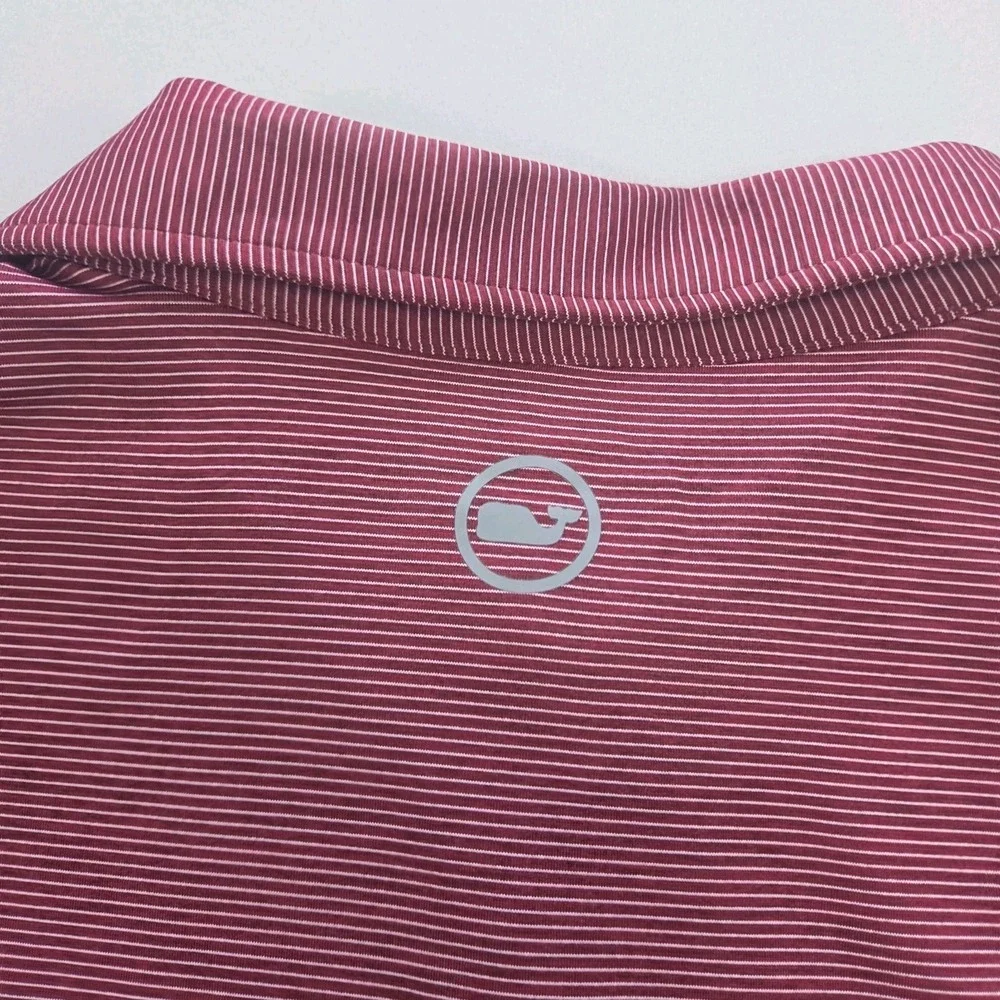 Vineyard Vines On The Go Sankaty Polo Shirt Mens M Red Stripe Golf Stretch OTG